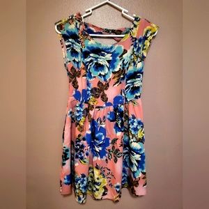 F21 small floral pink/blue mini dress